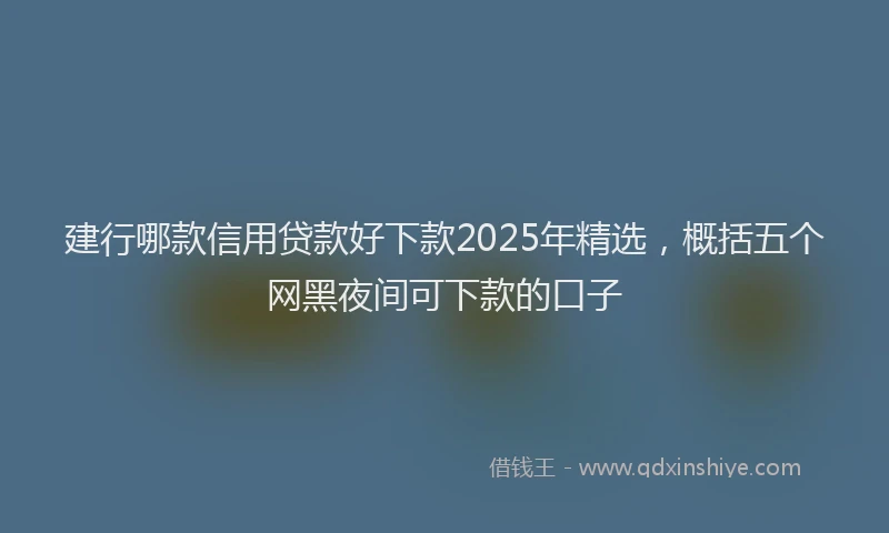 建行哪款信用贷款好下款2025年精选，概括五个网黑夜间可下款的口子