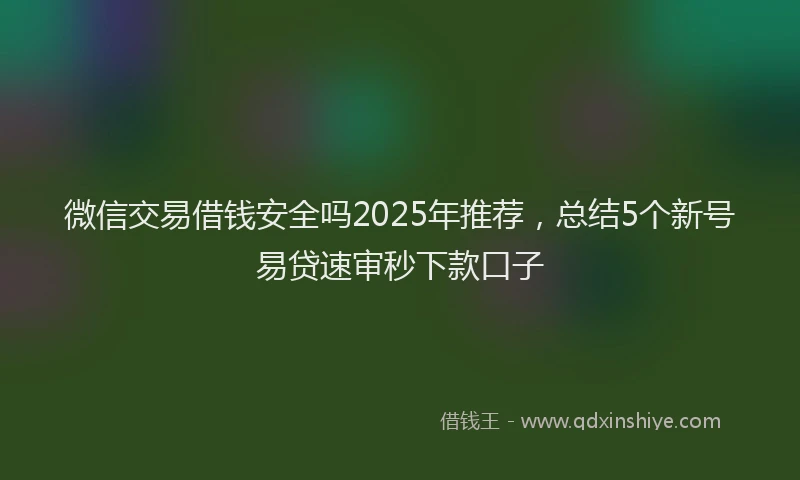 微信交易借钱安全吗2025年推荐，总结5个新号易贷速审秒下款口子