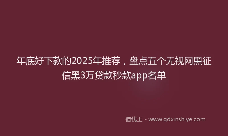 年底好下款的2025年推荐，盘点五个无视网黑征信黑3万贷款秒款app名单