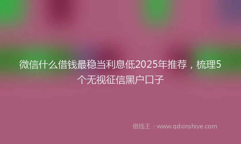 微信什么借钱最稳当利息低2025年推荐，梳理5个无视征信黑户口子