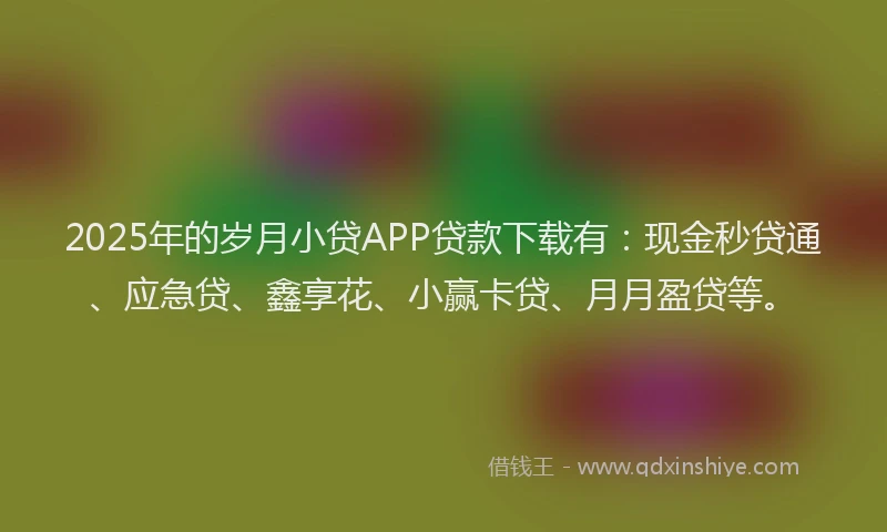 2025年的岁月小贷APP贷款下载有：现金秒贷通、应急贷、鑫享花、小赢卡贷、月月盈贷等。