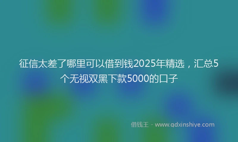 征信太差了哪里可以借到钱2025年精选，汇总5个无视双黑下款5000的口子