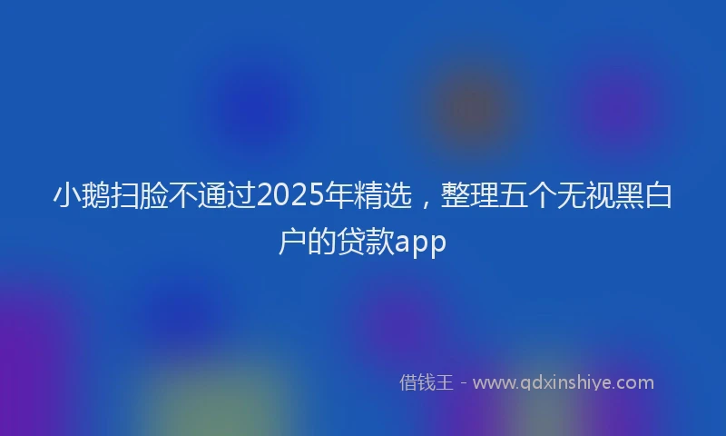 小鹅扫脸不通过2025年精选，整理五个无视黑白户的贷款app