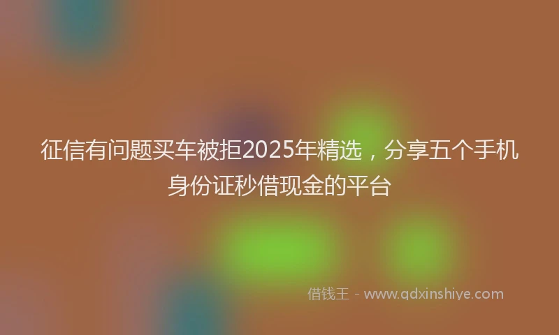 征信有问题买车被拒2025年精选，分享五个手机身份证秒借现金的平台