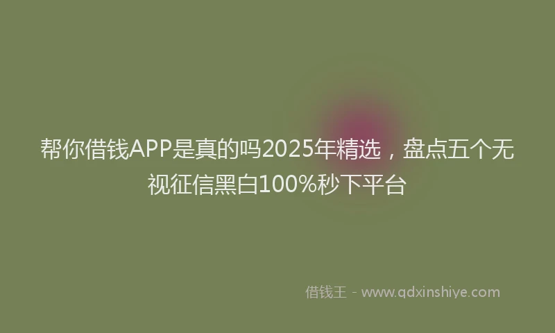 帮你借钱APP是真的吗2025年精选，盘点五个无视征信黑白100%秒下平台