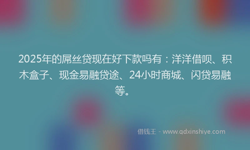 2025年的屌丝贷现在好下款吗有：洋洋借呗、积木盒子、现金易融贷途、24小时商城、闪贷易融等。