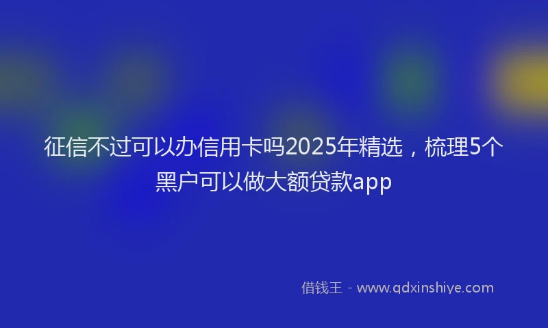 征信不过可以办信用卡吗2025年精选，梳理5个黑户可以做大额贷款app
