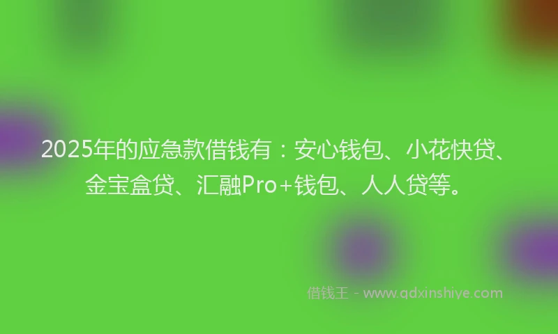 2025年的应急款借钱有：安心钱包、小花快贷、金宝盒贷、汇融Pro+钱包、人人贷等。