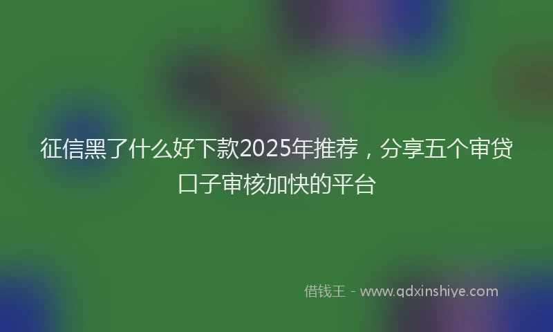 征信黑了什么好下款2025年推荐，分享五个审贷口子审核加快的平台