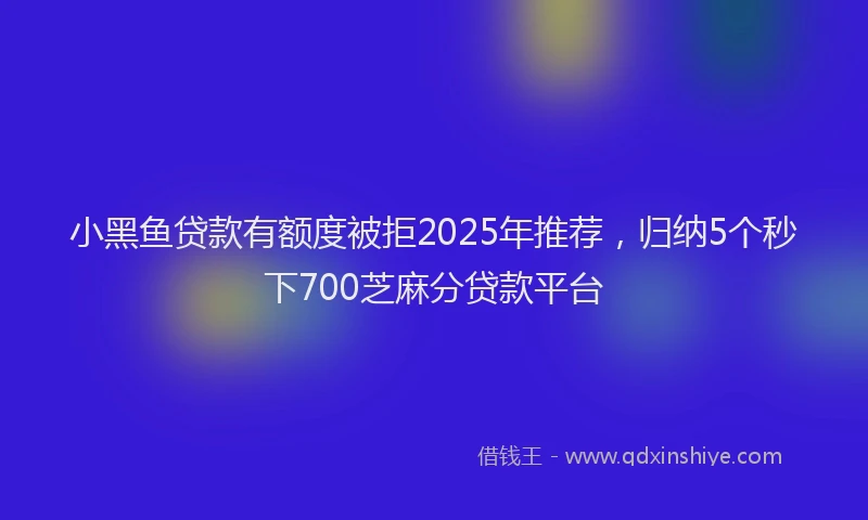 小黑鱼贷款有额度被拒2025年推荐，归纳5个秒下700芝麻分贷款平台