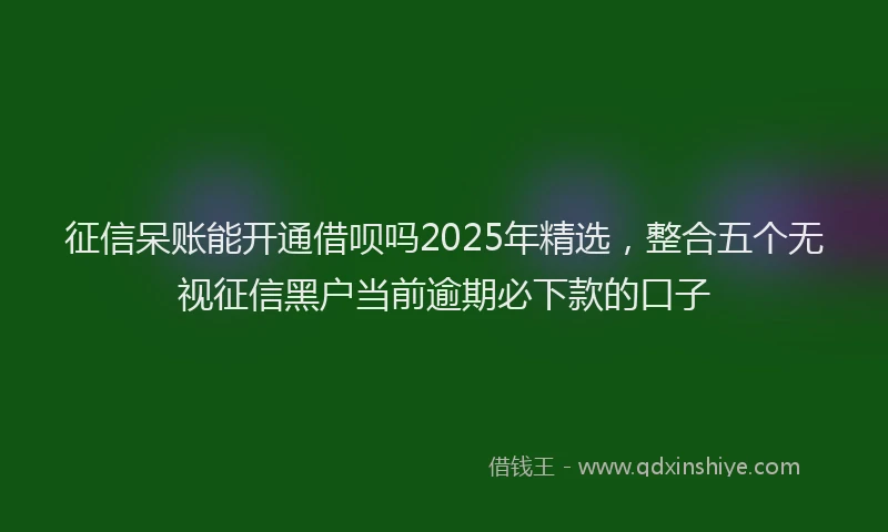 征信呆账能开通借呗吗2025年精选，整合五个无视征信黑户当前逾期必下款的口子