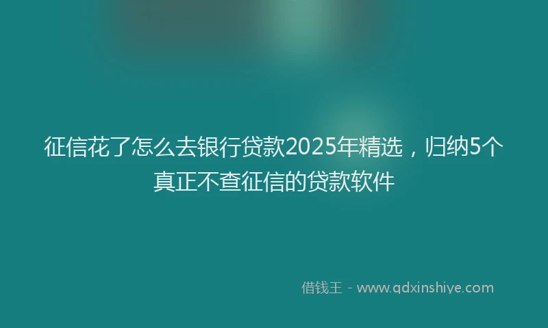 征信花了怎么去银行贷款2025年精选，归纳5个真正不查征信的贷款软件