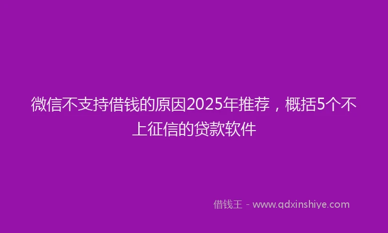 微信不支持借钱的原因2025年推荐，概括5个不上征信的贷款软件