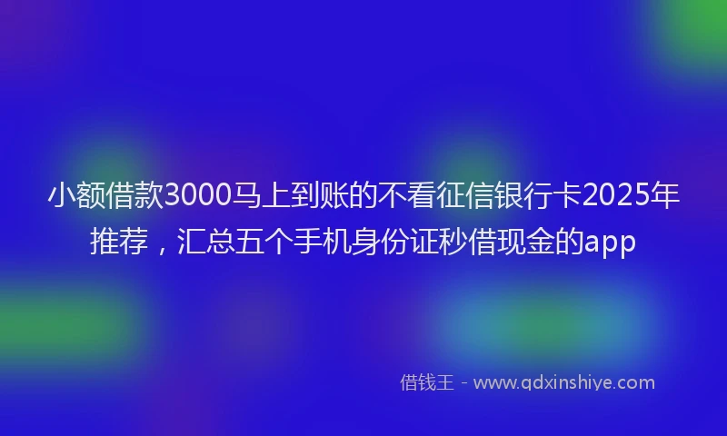 小额借款3000马上到账的不看征信银行卡2025年推荐，汇总五个手机身份证秒借现金的app