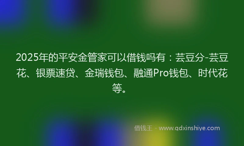 2025年的平安金管家可以借钱吗有：芸豆分-芸豆花、银票速贷、金瑞钱包、融通Pro钱包、时代花等。