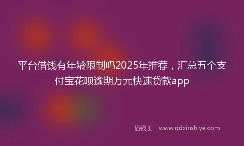 平台借钱有年龄限制吗2025年推荐，汇总五个支付宝花呗逾期万元快速贷款app