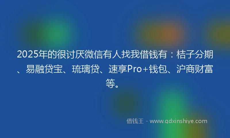 2025年的很讨厌微信有人找我借钱有：桔子分期、易融贷宝、琉璃贷、速享Pro+钱包、沪商财富等。