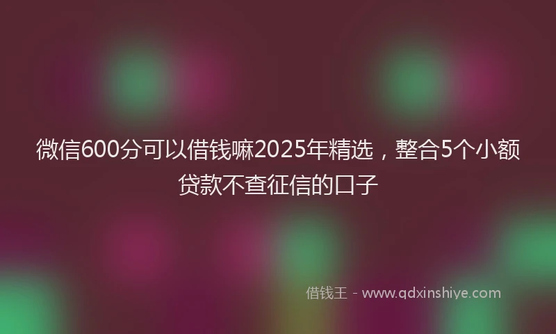 微信600分可以借钱嘛2025年精选，整合5个小额贷款不查征信的口子