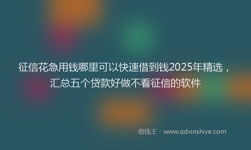 征信花急用钱哪里可以快速借到钱2025年精选，汇总五个贷款好做不看征信的软件