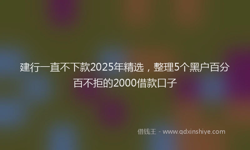 建行一直不下款2025年精选，整理5个黑户百分百不拒的2000借款口子