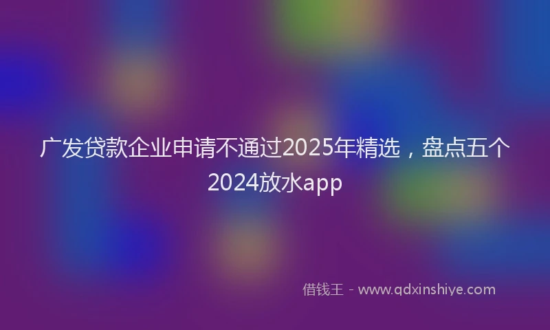 广发贷款企业申请不通过2025年精选，盘点五个2024放水app