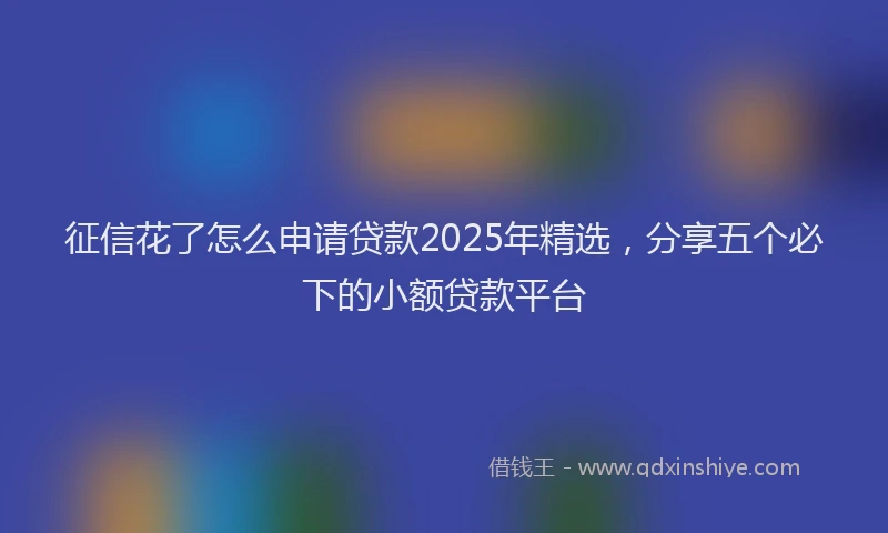 征信花了怎么申请贷款2025年精选，分享五个必下的小额贷款平台