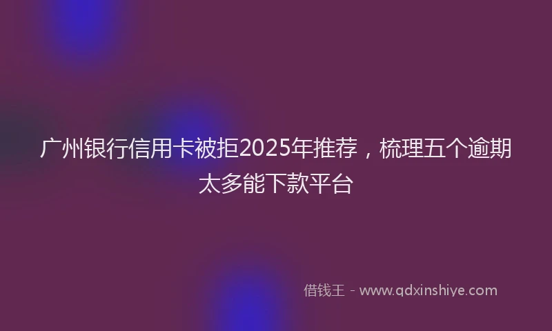 广州银行信用卡被拒2025年推荐，梳理五个逾期太多能下款平台