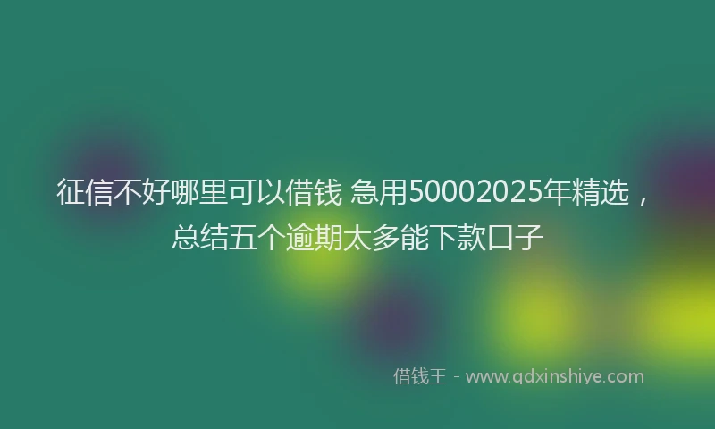 征信不好哪里可以借钱 急用50002025年精选，总结五个逾期太多能下款口子
