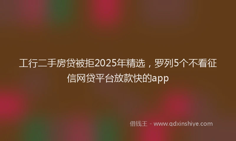 工行二手房贷被拒2025年精选，罗列5个不看征信网贷平台放款快的app