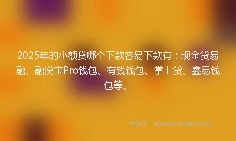 2025年的小额贷哪个下款容易下款有：现金贷易融、融悦宝Pro钱包、有钱钱包、掌上贷、鑫易钱包等。