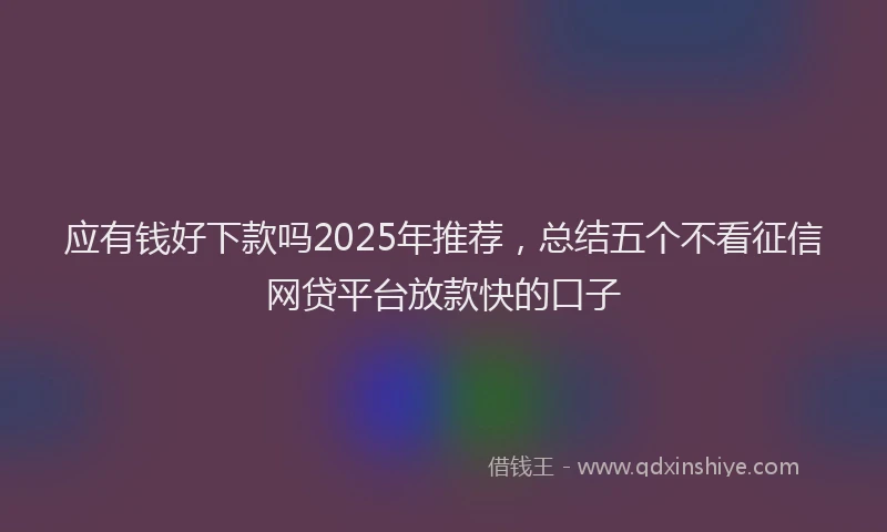 应有钱好下款吗2025年推荐，总结五个不看征信网贷平台放款快的口子