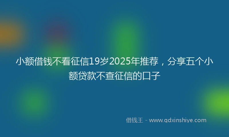 小额借钱不看征信19岁2025年推荐，分享五个小额贷款不查征信的口子