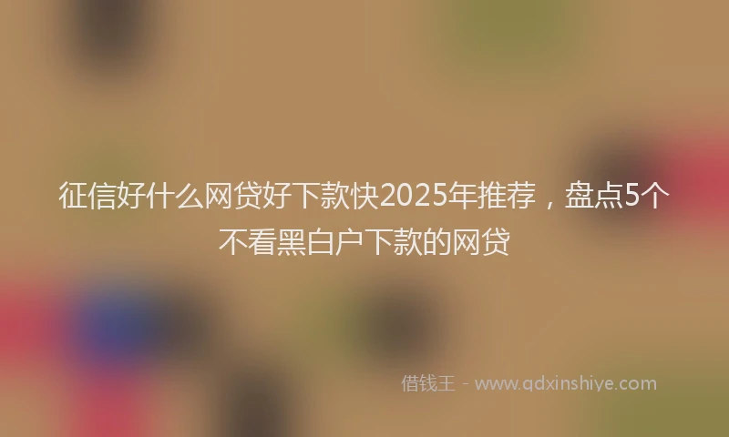 征信好什么网贷好下款快2025年推荐，盘点5个不看黑白户下款的网贷