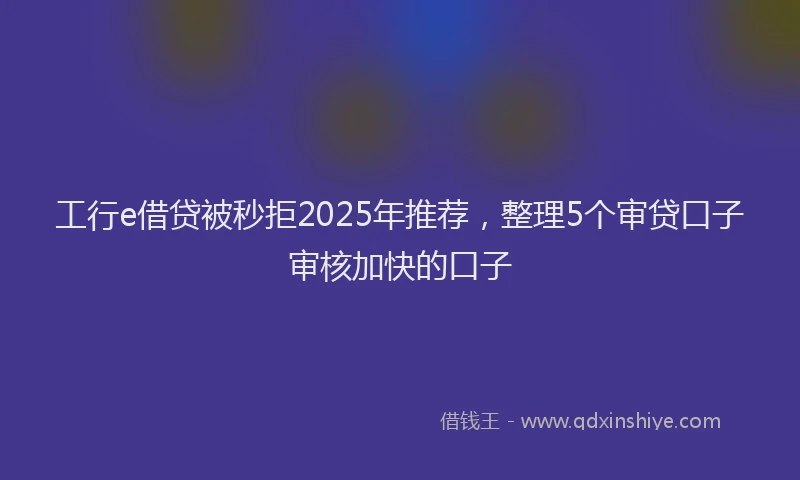 工行e借贷被秒拒2025年推荐，整理5个审贷口子审核加快的口子
