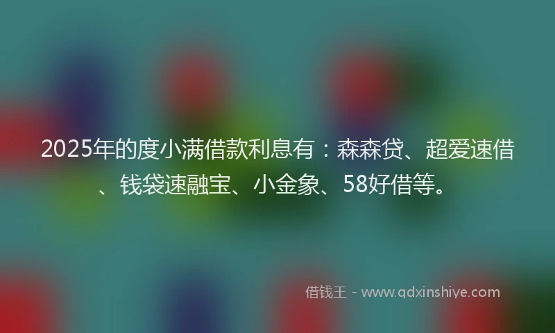 2025年的度小满借款利息有：森森贷、超爱速借、钱袋速融宝、小金象、58好借等。