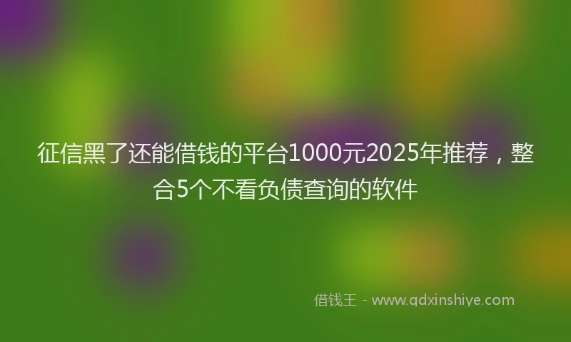 征信黑了还能借钱的平台1000元2025年推荐，整合5个不看负债查询的软件