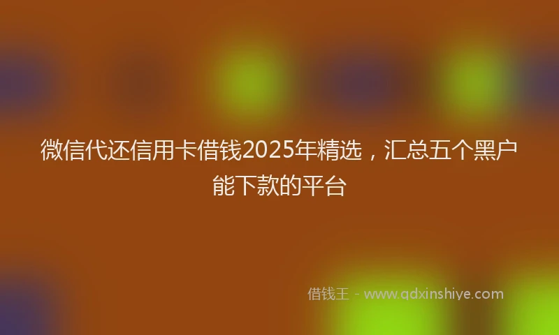 微信代还信用卡借钱2025年精选，汇总五个黑户能下款的平台