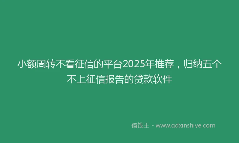 小额周转不看征信的平台2025年推荐，归纳五个不上征信报告的贷款软件