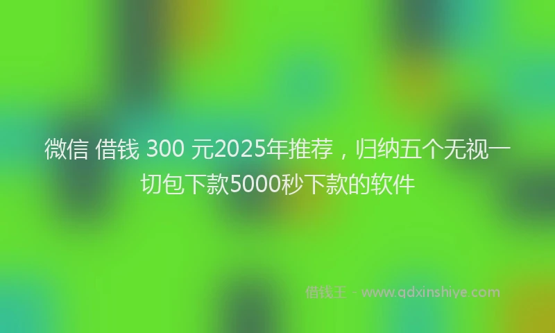 微信 借钱 300 元2025年推荐，归纳五个无视一切包下款5000秒下款的软件