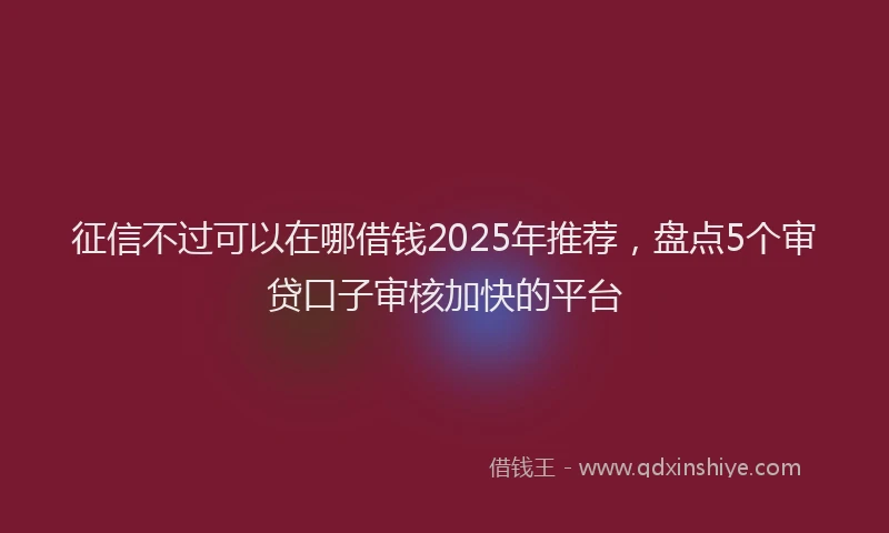 征信不过可以在哪借钱2025年推荐，盘点5个审贷口子审核加快的平台