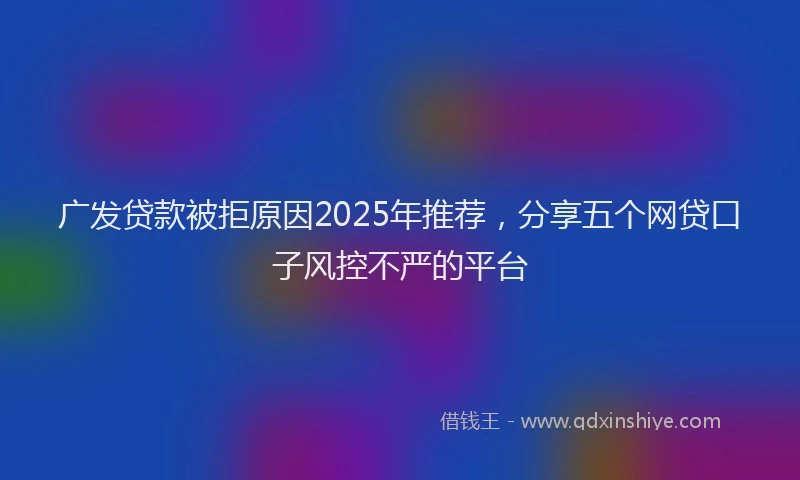 广发贷款被拒原因2025年推荐，分享五个网贷口子风控不严的平台