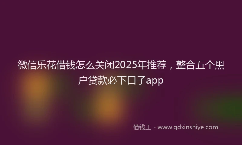 微信乐花借钱怎么关闭2025年推荐，整合五个黑户贷款必下口子app