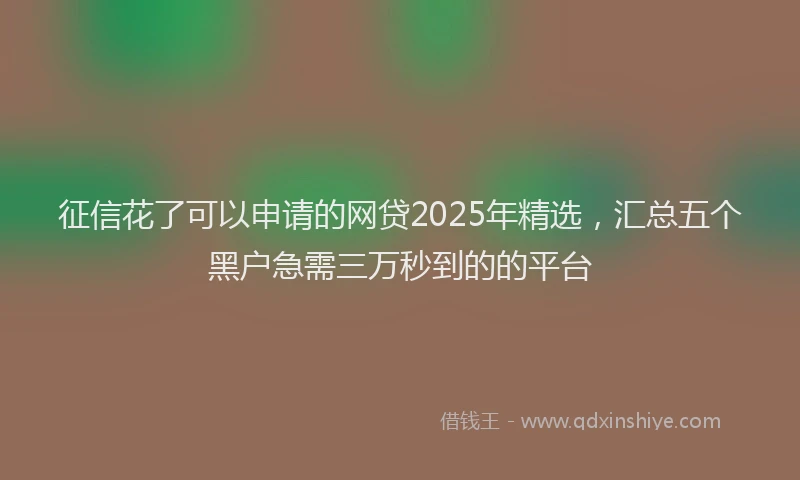征信花了可以申请的网贷2025年精选，汇总五个黑户急需三万秒到的的平台