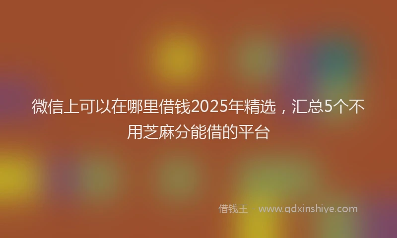 微信上可以在哪里借钱2025年精选，汇总5个不用芝麻分能借的平台