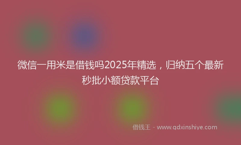 微信一用米是借钱吗2025年精选，归纳五个最新秒批小额贷款平台
