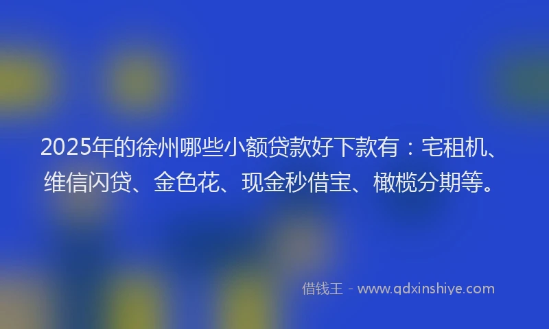 2025年的徐州哪些小额贷款好下款有：宅租机、维信闪贷、金色花、现金秒借宝、橄榄分期等。