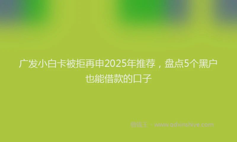 广发小白卡被拒再申2025年推荐，盘点5个黑户也能借款的口子