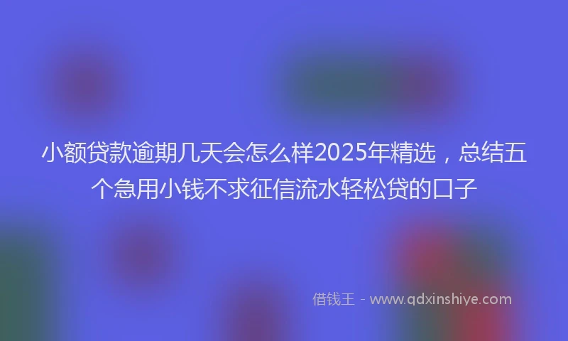 小额贷款逾期几天会怎么样2025年精选，总结五个急用小钱不求征信流水轻松贷的口子