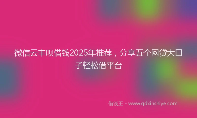 微信云丰呗借钱2025年推荐，分享五个网贷大口子轻松借平台