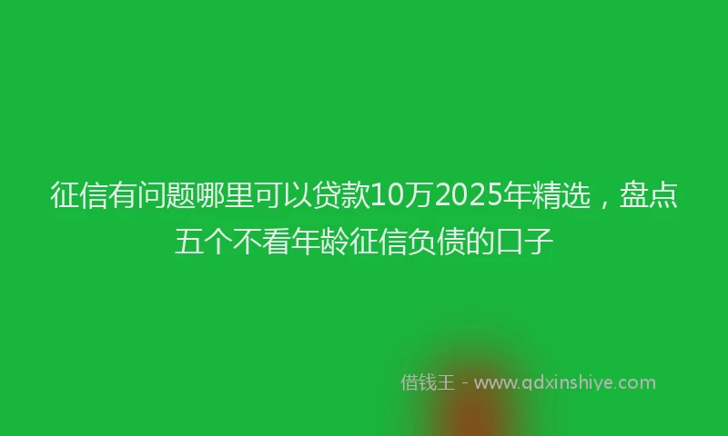 征信有问题哪里可以贷款10万2025年精选，盘点五个不看年龄征信负债的口子